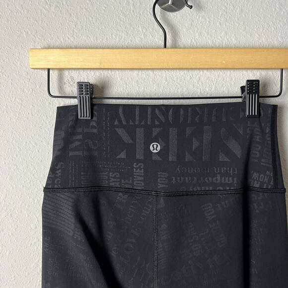 lululemon wunder under hi rise 7/8 tights leggings black 20yr manifesto embossed - Picture 6 of 10